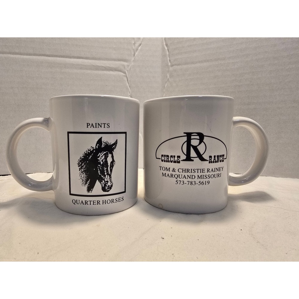 Circle R Ranch Missouri Paint Quarter Horse Coffee Mug Set of 2 White Ceramic